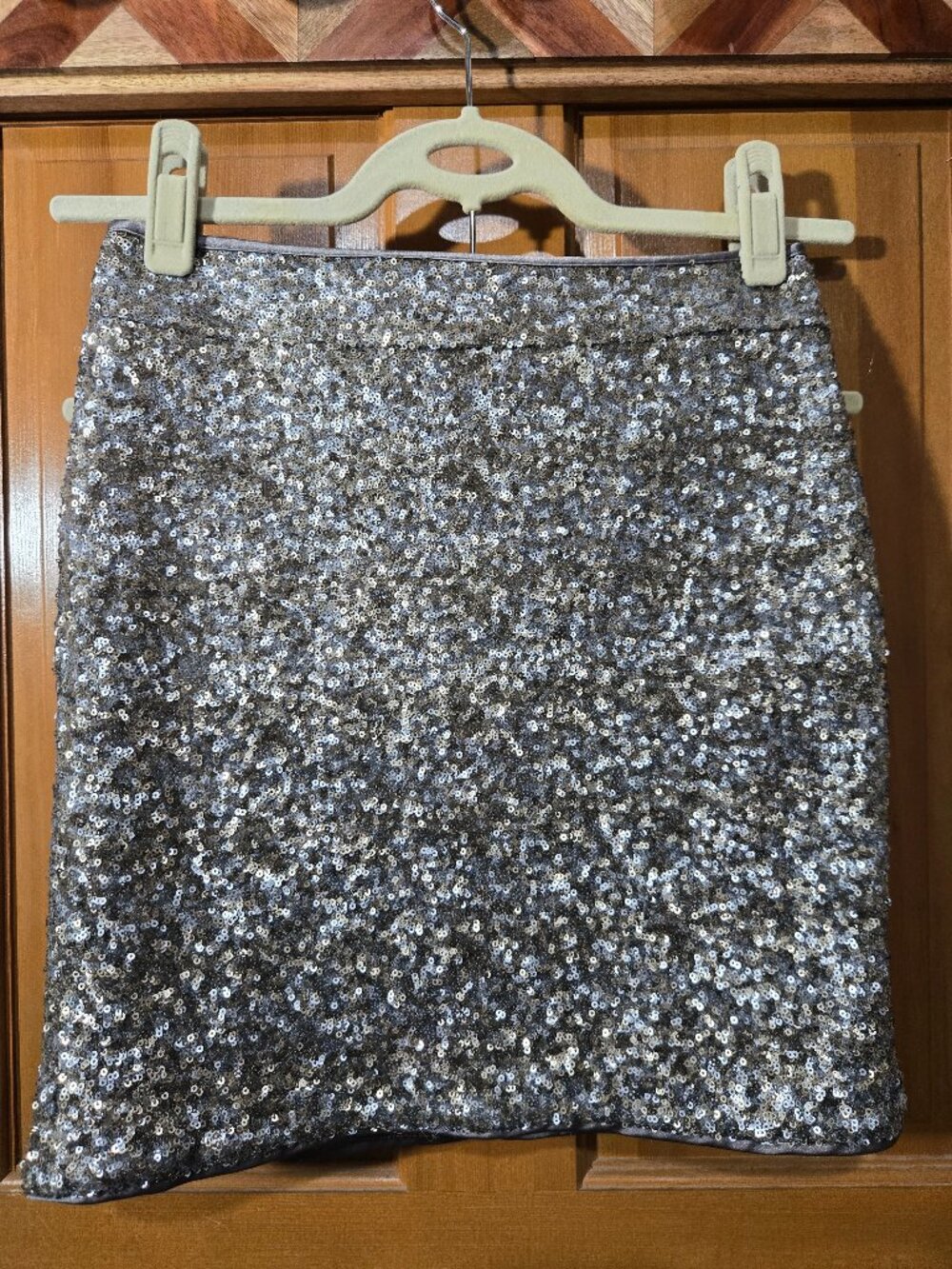 Caché Metallic Sequin Mini Skirt